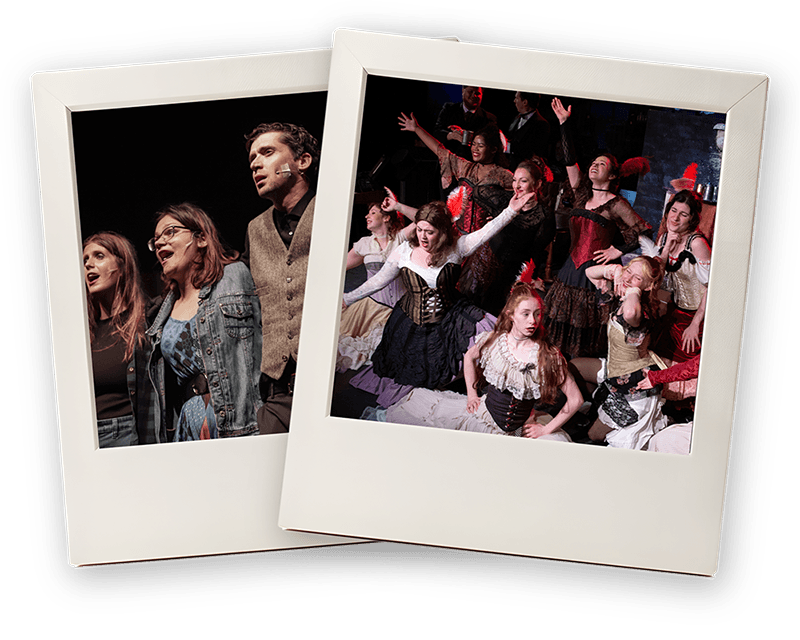 Stacked polaroid photos from local theatre productions